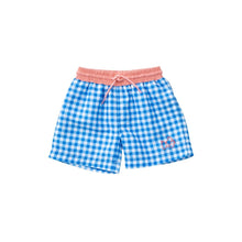 Load image into Gallery viewer, SWIM TRUNK - BLUE PERENNIAL GINGHAM
