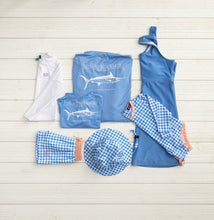 Load image into Gallery viewer, SWIM TRUNK - BLUE PERENNIAL GINGHAM
